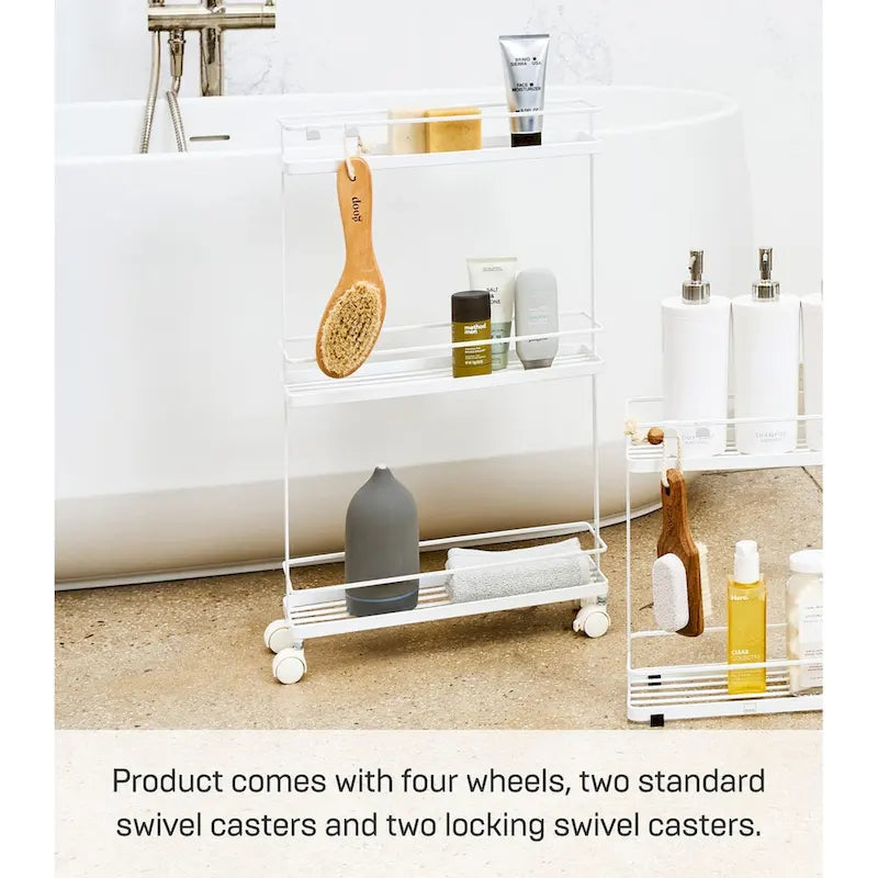 Yamazaki Home Rolling Cart, Steel, Holds 6.6 lbs, Wheels