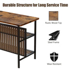 Grondin Mid-Century Modern 3-Piece Faux Marble Top Kitchen Island Set with 2 Stools and Shelves - N/A