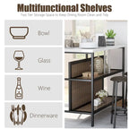 Grondin Mid-Century Modern 3-Piece Faux Marble Top Kitchen Island Set with 2 Stools and Shelves - N/A