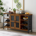 Industrial Wine Bar Cabinet, Liquor Storage Credenza, Sideboard with Wine Racks & Stemware Holder 55.12'w x 13.78'd x 30.31' h