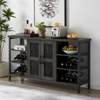 Industrial Wine Bar Cabinet, Liquor Storage Credenza, Sideboard with Wine Racks & Stemware Holder 55.12'w x 13.78'd x 30.31' h