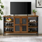 Industrial Wine Bar Cabinet, Liquor Storage Credenza, Sideboard with Wine Racks & Stemware Holder 55.12'w x 13.78'd x 30.31' h