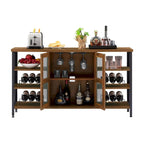 Industrial Wine Bar Cabinet, Liquor Storage Credenza, Sideboard with Wine Racks & Stemware Holder 55.12'w x 13.78'd x 30.31' h