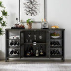 Industrial Wine Bar Cabinet, Liquor Storage Credenza, Sideboard with Wine Racks & Stemware Holder 55.12'w x 13.78'd x 30.31' h