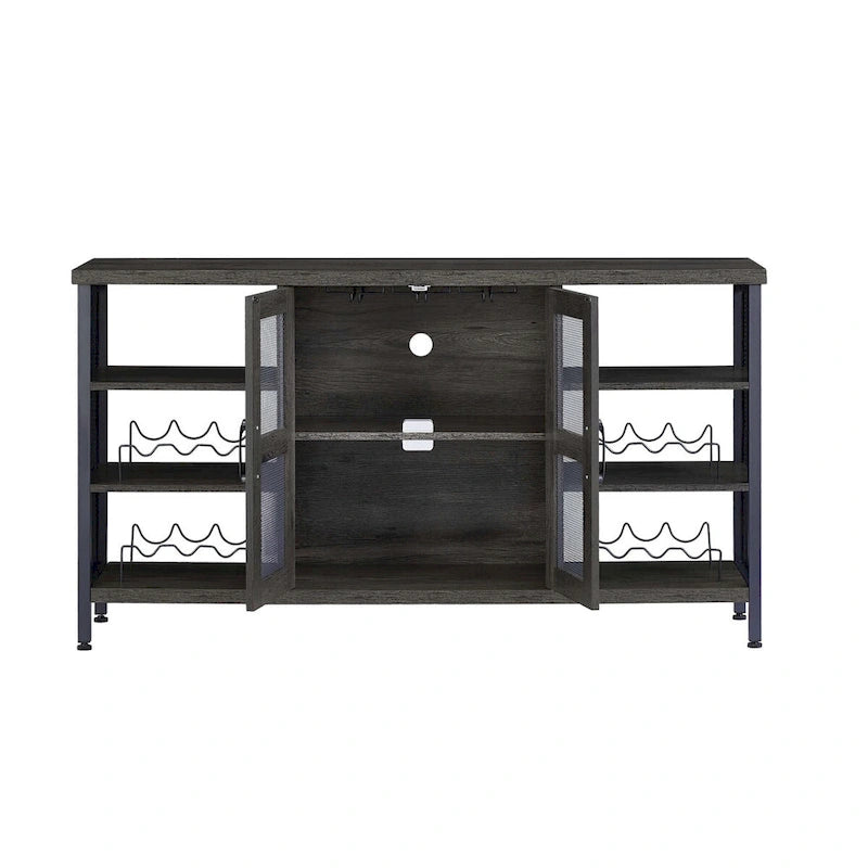 Industrial Wine Bar Cabinet, Liquor Storage Credenza, Sideboard with Wine Racks & Stemware Holder 55.12'w x 13.78'd x 30.31' h
