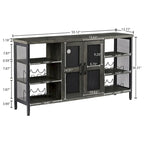 Industrial Wine Bar Cabinet, Liquor Storage Credenza, Sideboard with Wine Racks & Stemware Holder 55.12'w x 13.78'd x 30.31' h