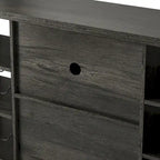 Industrial Wine Bar Cabinet, Liquor Storage Credenza, Sideboard with Wine Racks & Stemware Holder 55.12'w x 13.78'd x 30.31' h