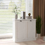 33 White Tilt-Out Laundry Sorter Cabinet with Two-Compartment