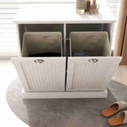 33 White Tilt-Out Laundry Sorter Cabinet with Two-Compartment