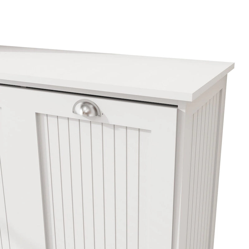 33 White Tilt-Out Laundry Sorter Cabinet with Two-Compartment