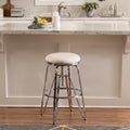 Aimes Metal and Faux Leather Adjustable Backless Stool