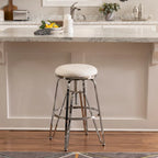 Aimes Metal and Faux Leather Adjustable Backless Stool