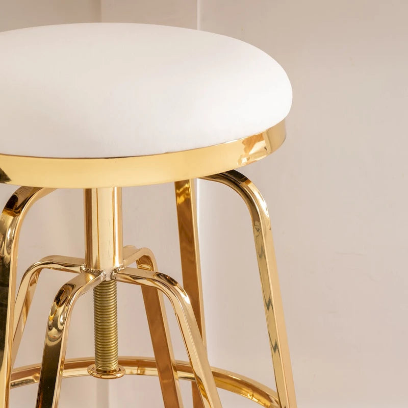Aimes Metal and Faux Leather Adjustable Backless Stool