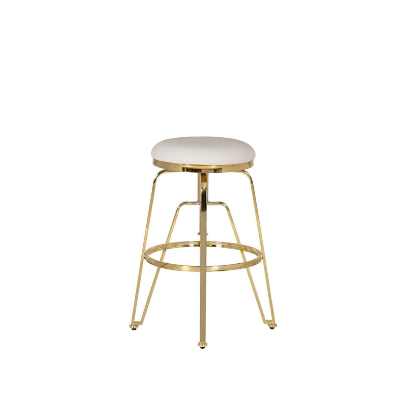 Aimes Metal and Faux Leather Adjustable Backless Stool