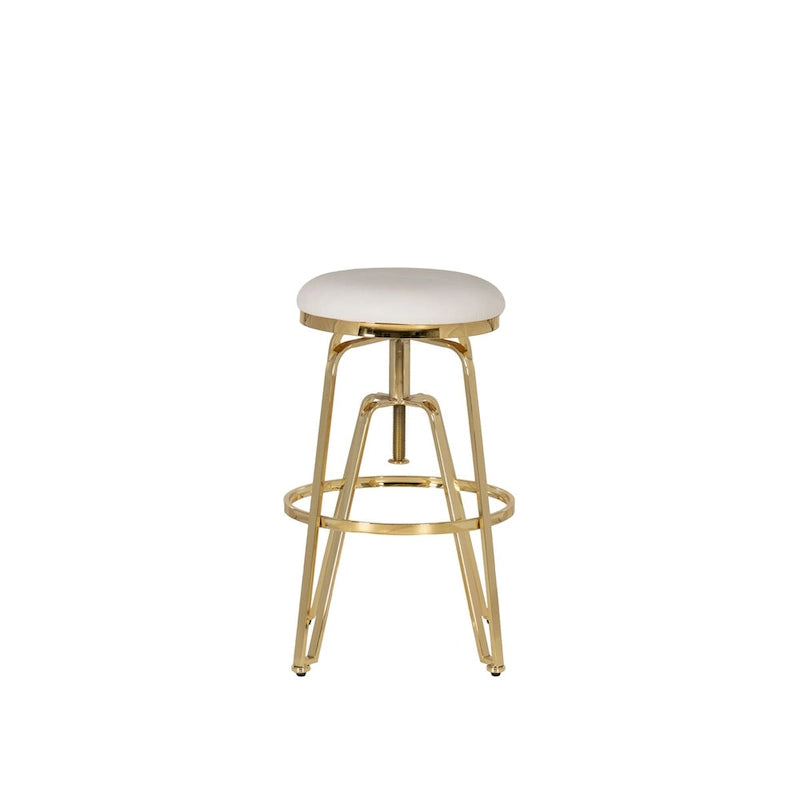 Aimes Metal and Faux Leather Adjustable Backless Stool