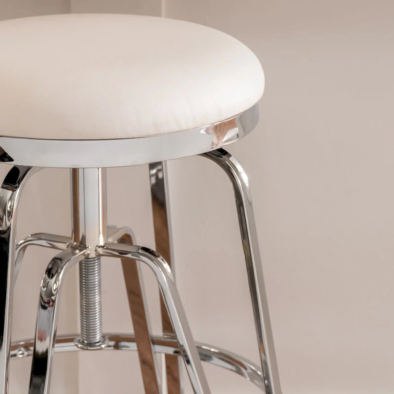 Aimes Metal and Faux Leather Adjustable Backless Stool