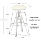Aimes Metal and Faux Leather Adjustable Backless Stool