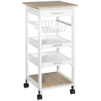 Rolling Kitchen Island w/ Storage, Wire Fruit Baskets, Trays & Drawer