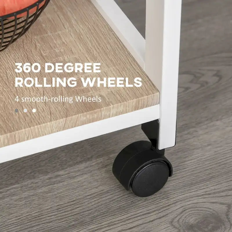 Rolling Kitchen Island w/ Storage, Wire Fruit Baskets, Trays & Drawer