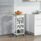 Rolling Kitchen Island w/ Storage, Wire Fruit Baskets, Trays & Drawer