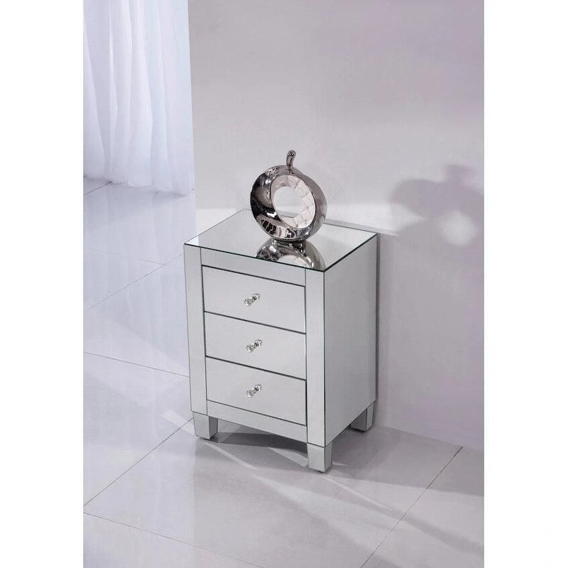Elegant Lighting Contempo Clear Mirror 3 Drawer Cabinet