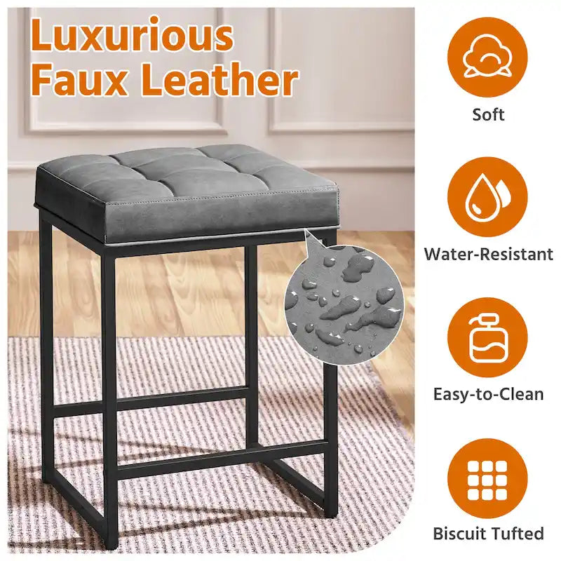 Yaheetech Modern Upholster Bar Stools for Kitchen Counter, Set of 2