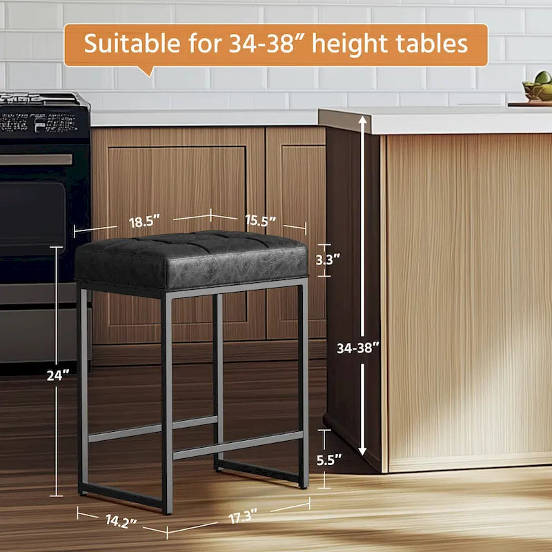 Yaheetech Modern Upholster Bar Stools for Kitchen Counter, Set of 2