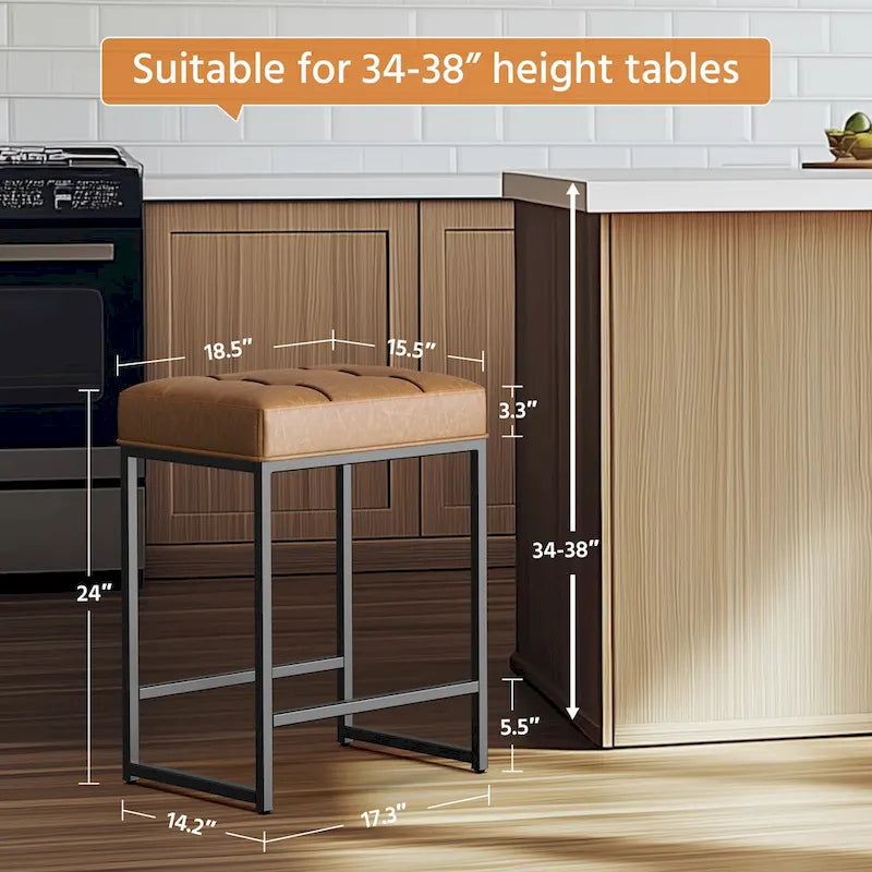 Yaheetech Modern Upholster Bar Stools for Kitchen Counter, Set of 2