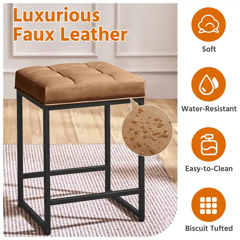 Yaheetech Modern Upholster Bar Stools for Kitchen Counter, Set of 2