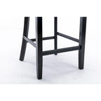 Velvet Upholstered Barstools with Button Tufted Decoration and Wooden Legs, and Chrome Nailhead Trim, Leisure Style Bar Chairs