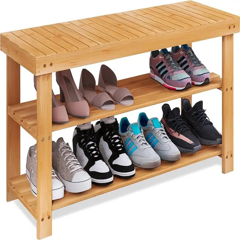 Bamboo Shoe Rack Bench
