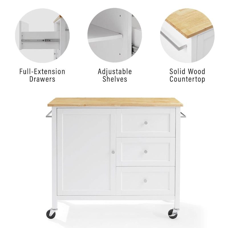 Crosley Soren Wood Top Kitchen Island/Cart - 18d x 42.13w x 37.5h