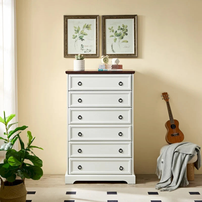 Modern 6 Drawer Dresser, Dressers for Bedroom, Tall Chest of Drawers Closet Organizers & Storage Clothes