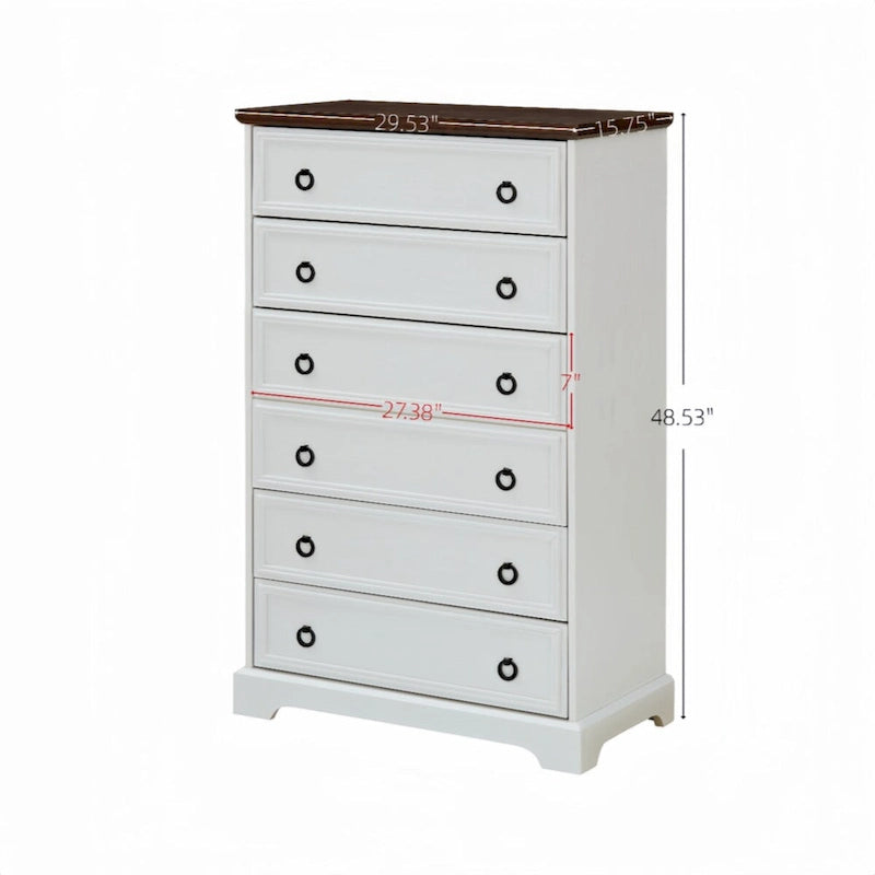 Modern 6 Drawer Dresser, Dressers for Bedroom, Tall Chest of Drawers Closet Organizers & Storage Clothes