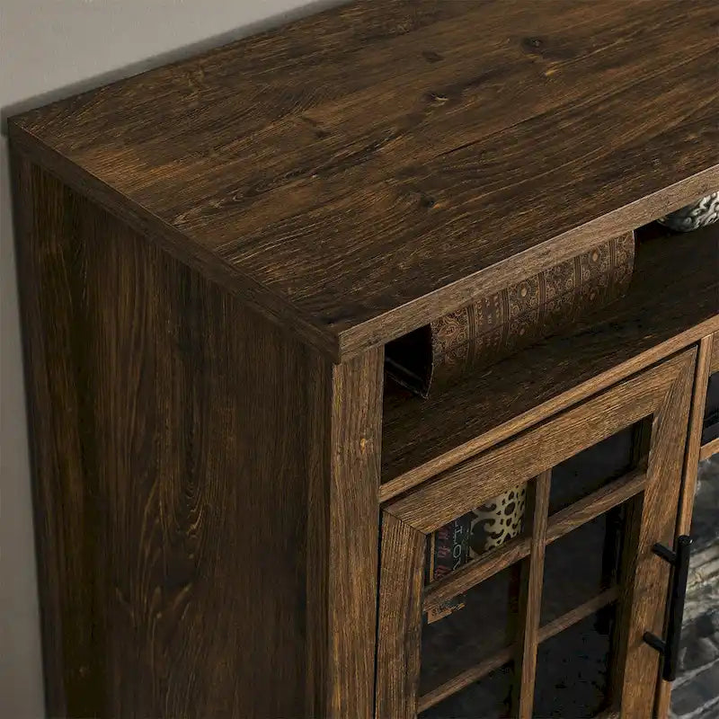 55 inch TV Media Stand with Electric Fireplace KD Inserts Heater