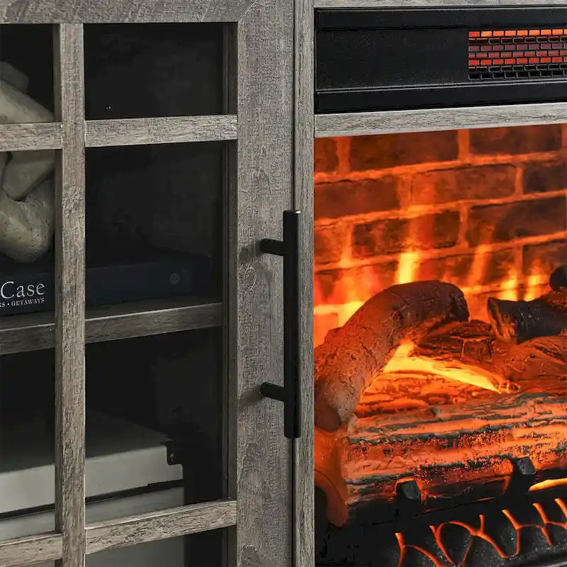 55 inch TV Media Stand with Electric Fireplace KD Inserts Heater