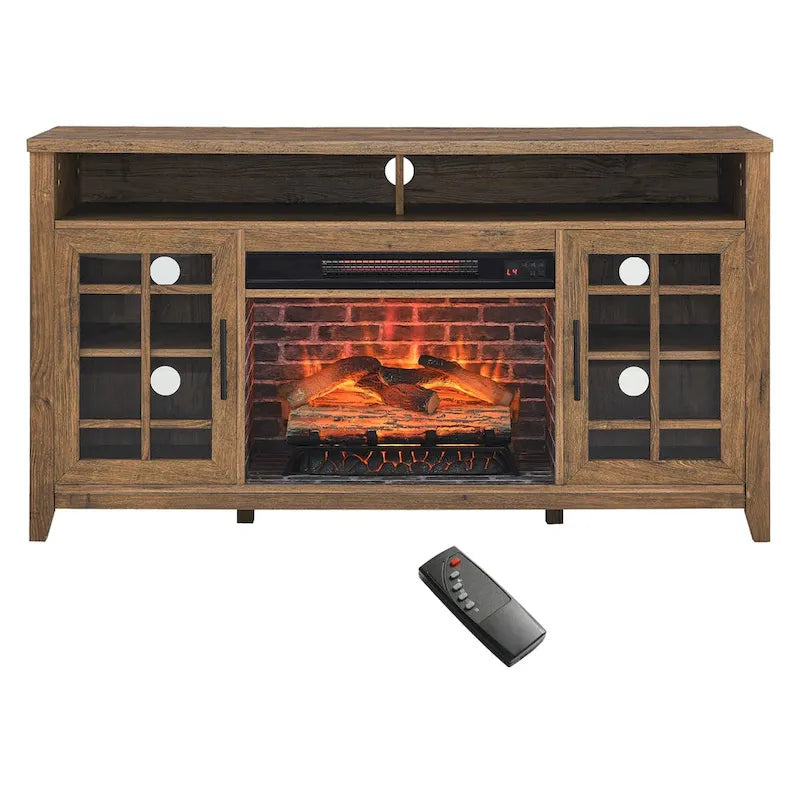 55 inch TV Media Stand with Electric Fireplace KD Inserts Heater