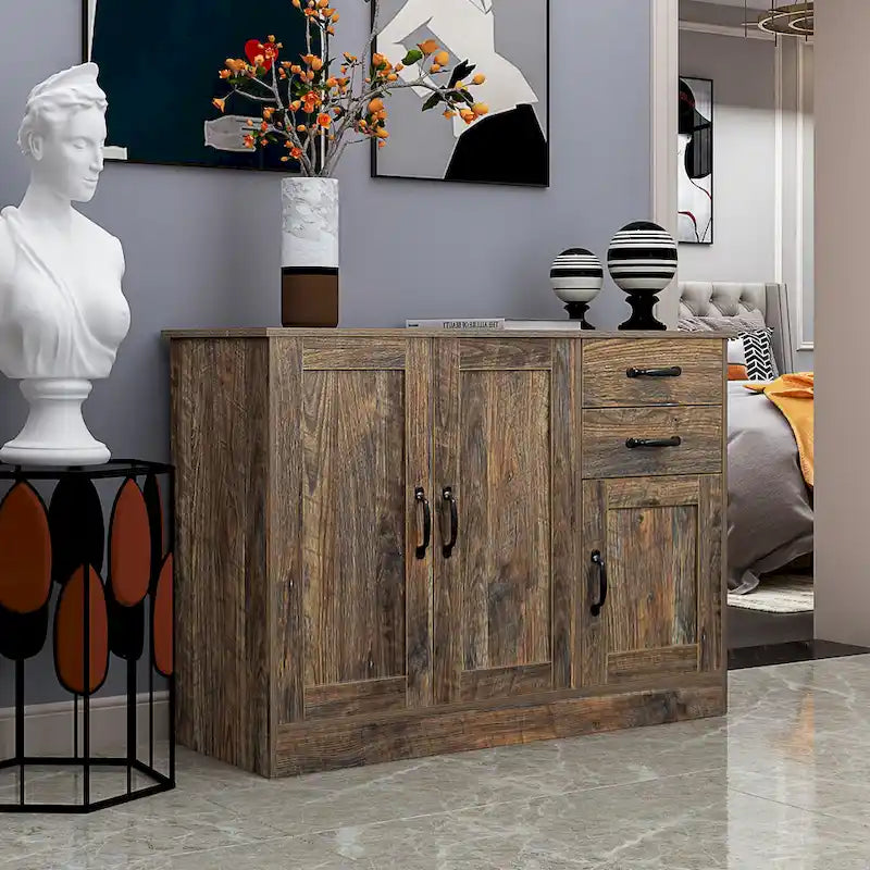 Modern Wood Buffet ,Sideboard with 3 Doors and 2 Drawers
