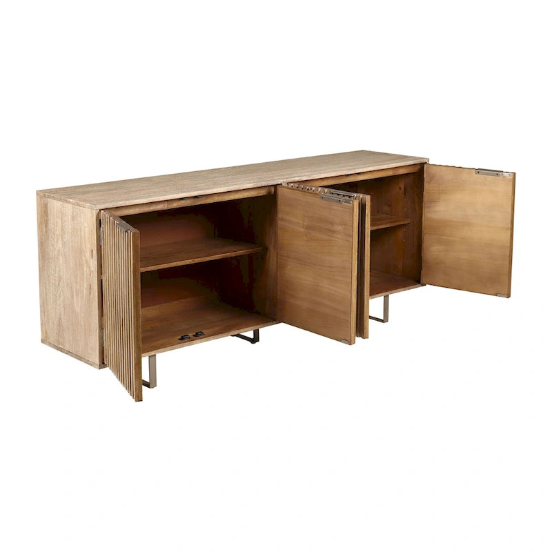 Dayton 72-inch Mid-Century Modern Sideboard In Channeled Mango Wood