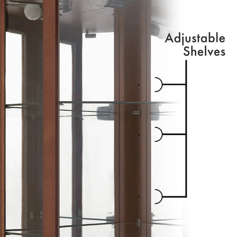6 Shelf Corner Curio Display Cabinet with Lights