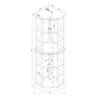 6 Shelf Corner Curio Display Cabinet with Lights