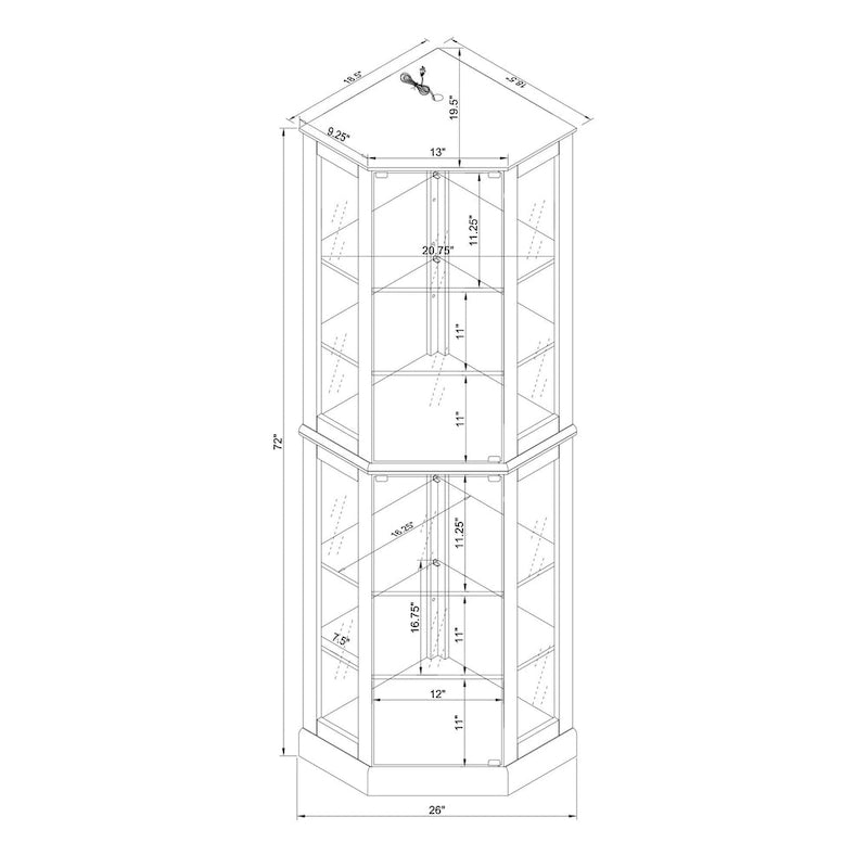 6 Shelf Corner Curio Display Cabinet with Lights