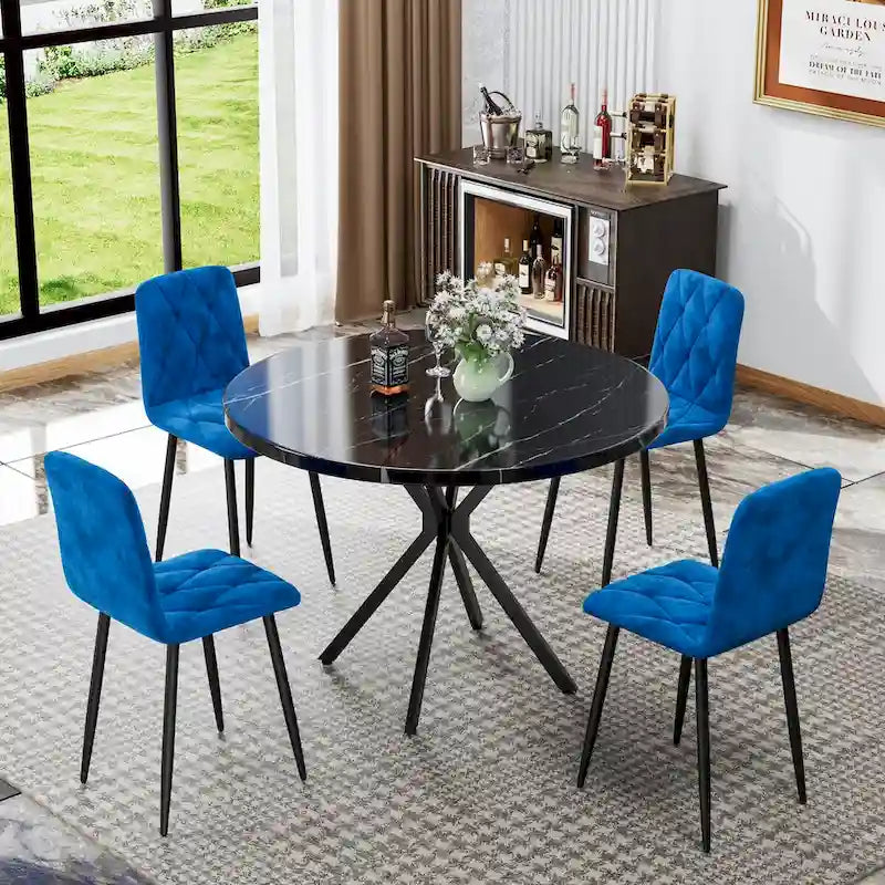 Dining Chairs Set of 4, Modern Kitchen Dining Room Chairs, PU Dining Chair Upholstered Cushion Seat and Sturdy Metal Legs