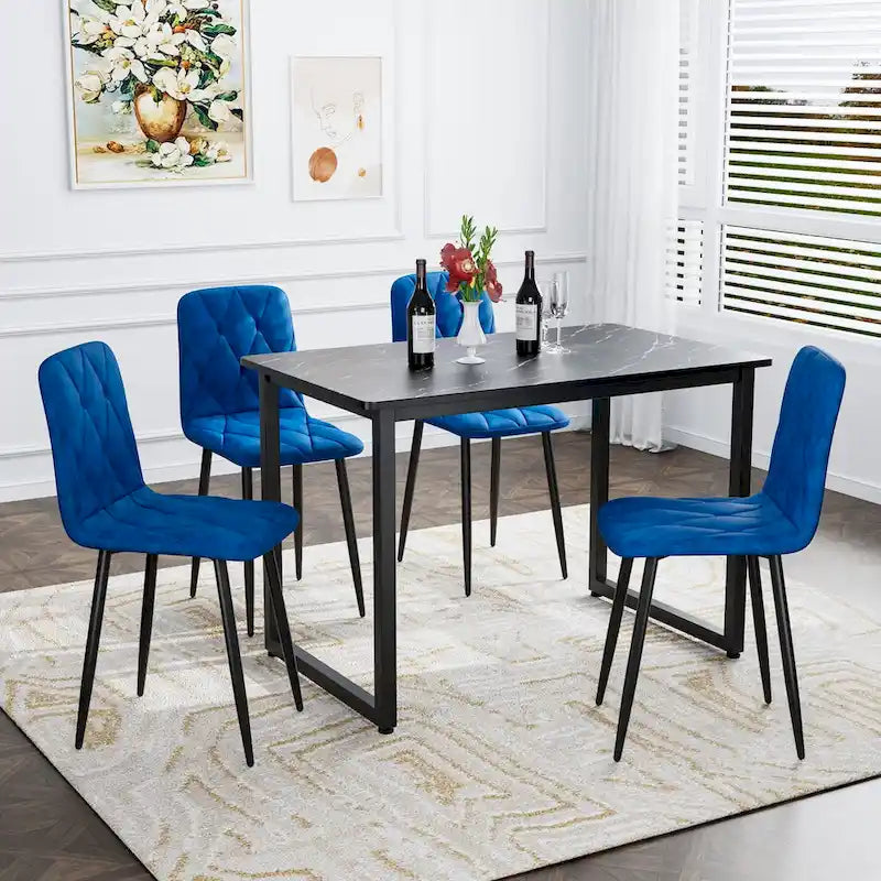 Dining Chairs Set of 4, Modern Kitchen Dining Room Chairs, PU Dining Chair Upholstered Cushion Seat and Sturdy Metal Legs