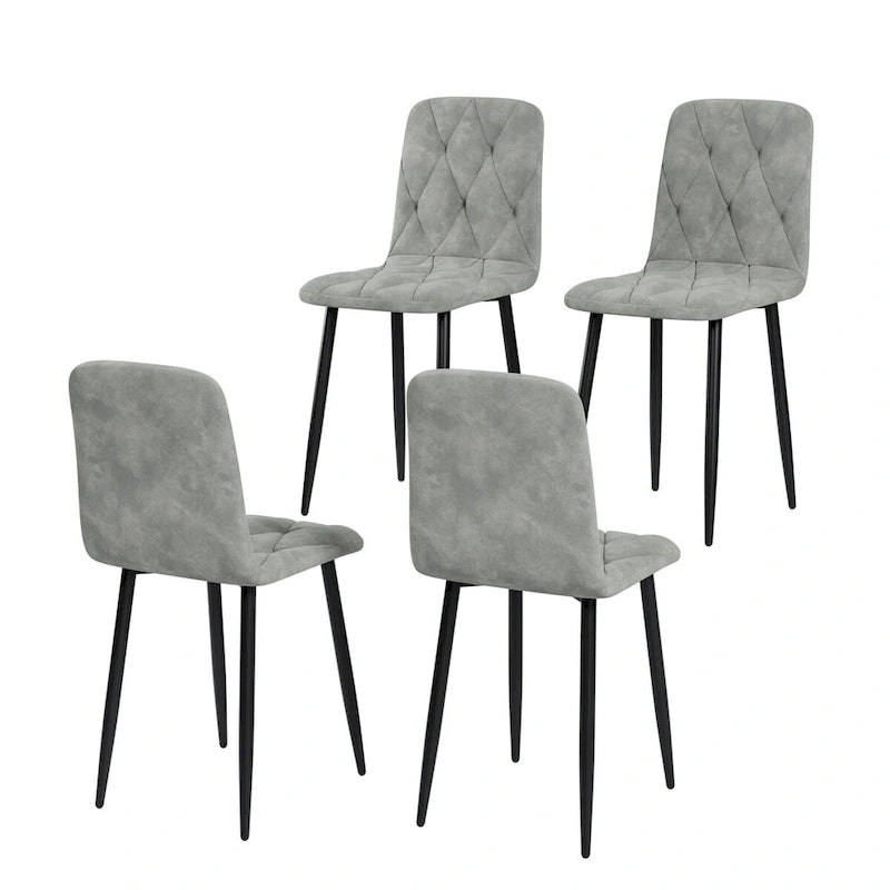 Dining Chairs Set of 4, Modern Kitchen Dining Room Chairs, PU Dining Chair Upholstered Cushion Seat and Sturdy Metal Legs