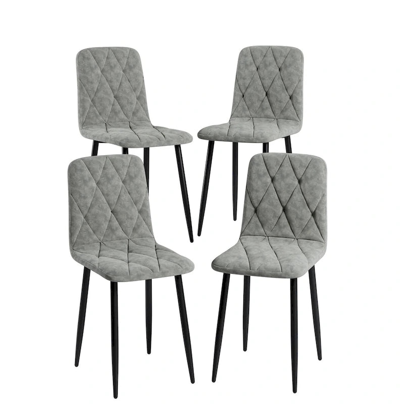 Dining Chairs Set of 4, Modern Kitchen Dining Room Chairs, PU Dining Chair Upholstered Cushion Seat and Sturdy Metal Legs