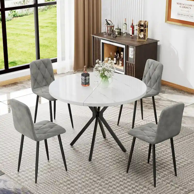 Dining Chairs Set of 4, Modern Kitchen Dining Room Chairs, PU Dining Chair Upholstered Cushion Seat and Sturdy Metal Legs