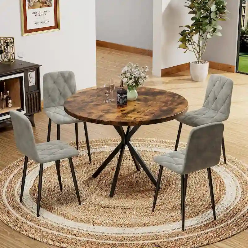 Dining Chairs Set of 4, Modern Kitchen Dining Room Chairs, PU Dining Chair Upholstered Cushion Seat and Sturdy Metal Legs