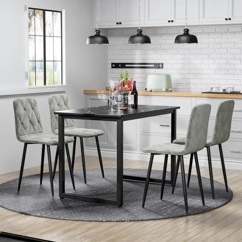 Dining Chairs Set of 4, Modern Kitchen Dining Room Chairs, PU Dining Chair Upholstered Cushion Seat and Sturdy Metal Legs