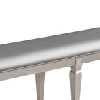 Scott 60 Inch Dining Bench, Sparkling Silver Gray Faux Leather, Wood Frame